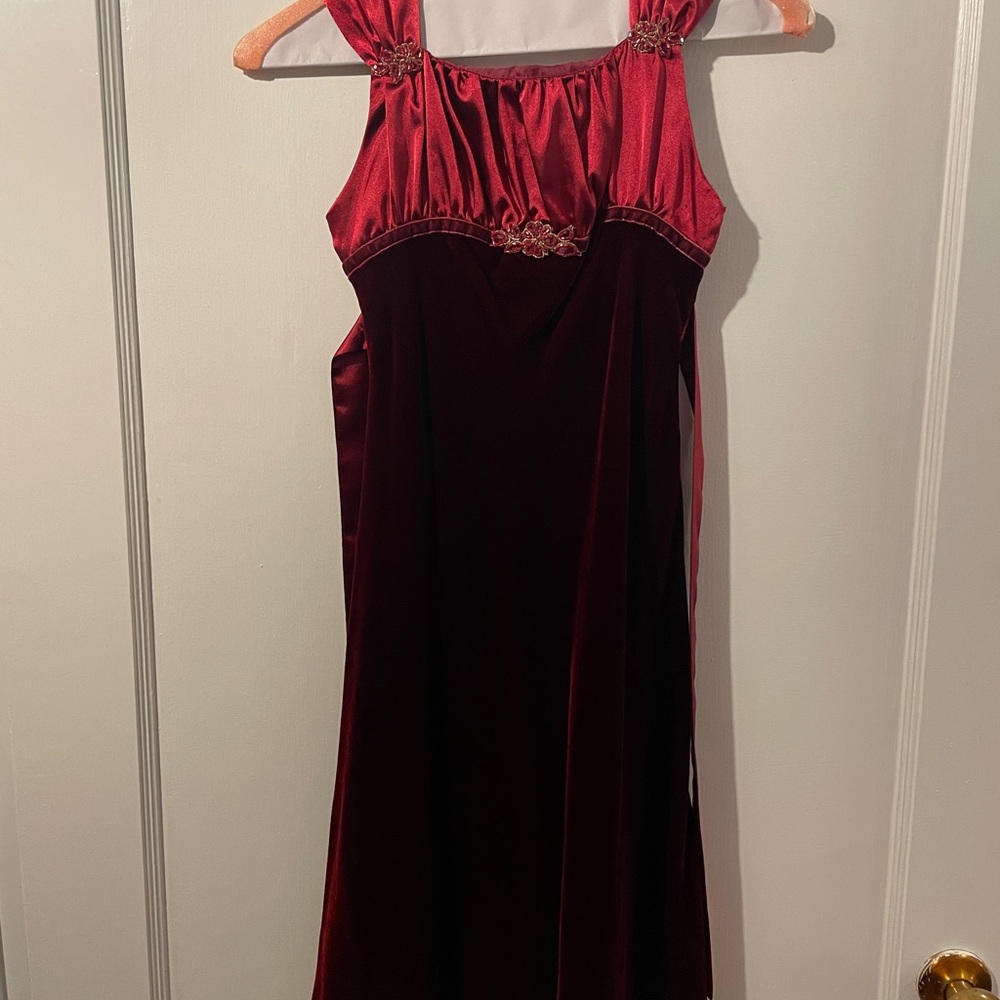 Burgundy Velvet Girls formal dress